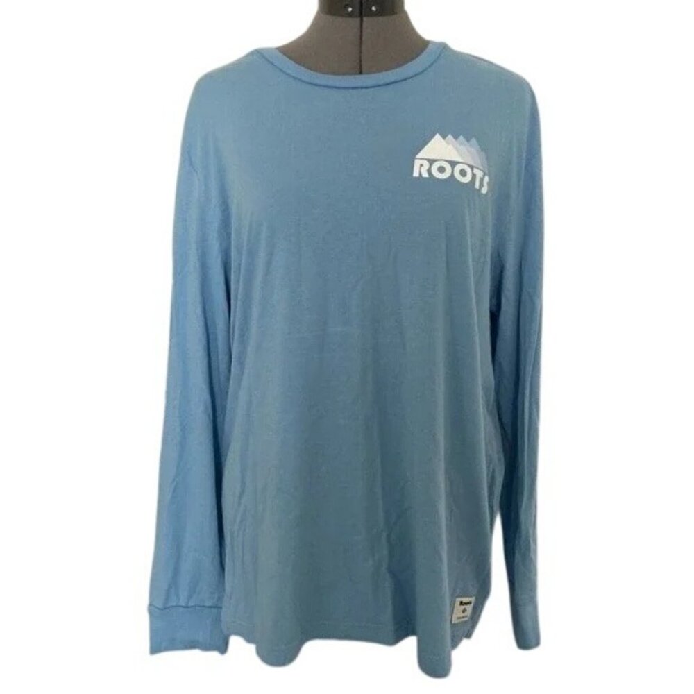 ROOTS Canada Long Sleeve 100% Cotton Tee L Crewneck Graphic Print Gorpcore